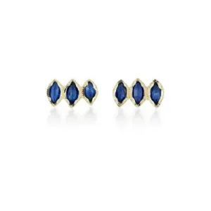 Triple Sapphire Marquise Stud Earrings