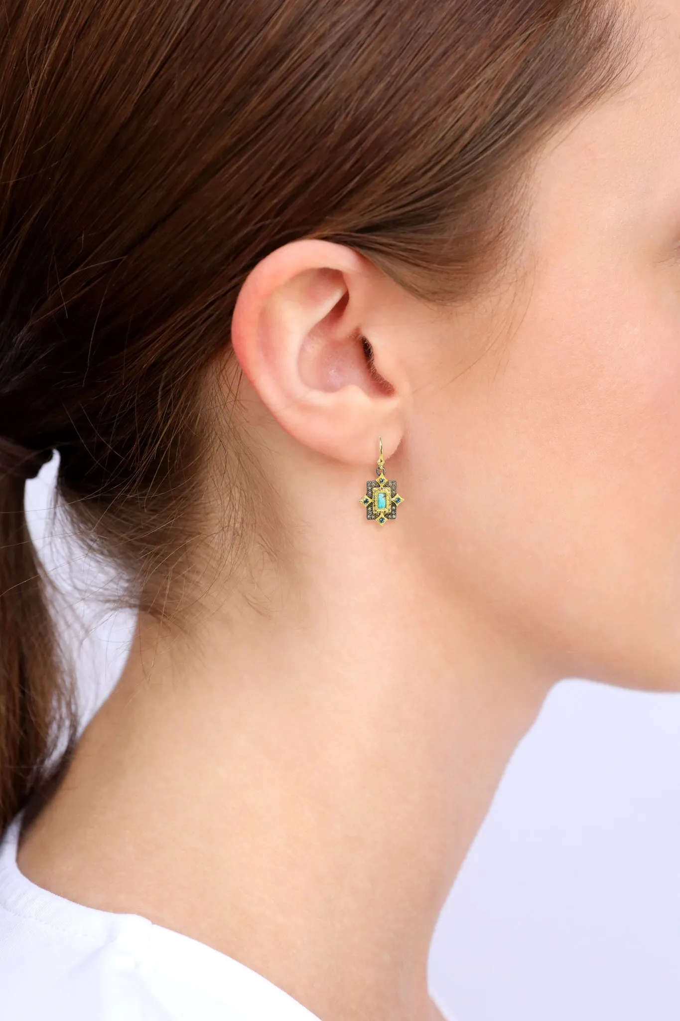 TURQUOISE AND LONDON BLUE DROP EARRING