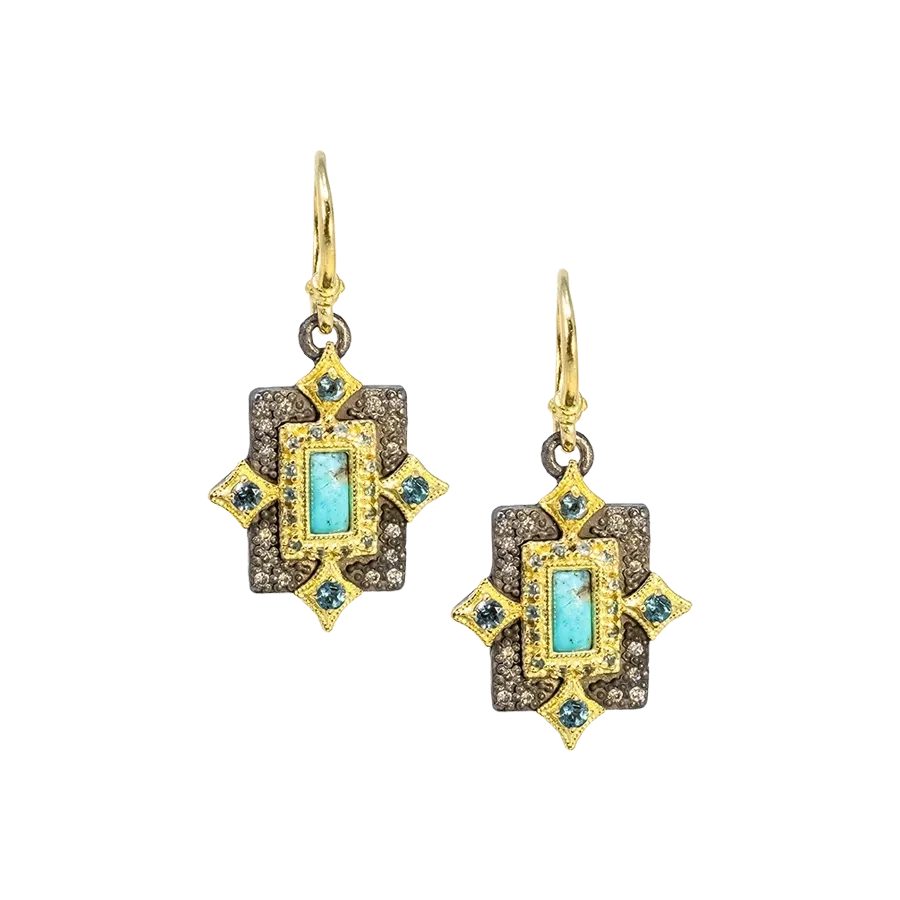 TURQUOISE AND LONDON BLUE DROP EARRING