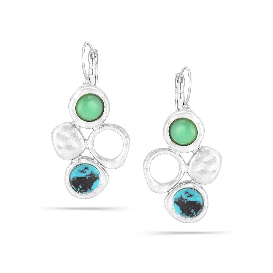 TURQUOISE STONE DROP EARRINGS #209TQ3401 (4F6)