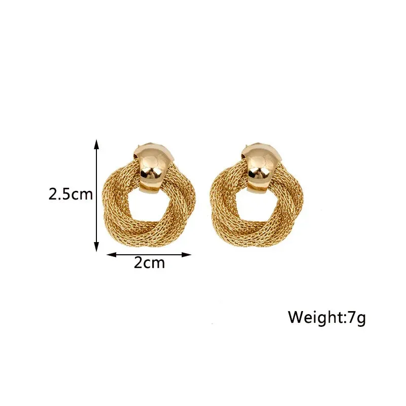 Twist Stud Earrings Gold Color Metal Women Earrings Rotating Spiral Unusual Earrings for Ladies European Jewelry