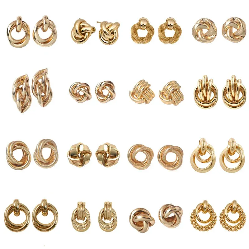 Twist Stud Earrings Gold Color Metal Women Earrings Rotating Spiral Unusual Earrings for Ladies European Jewelry