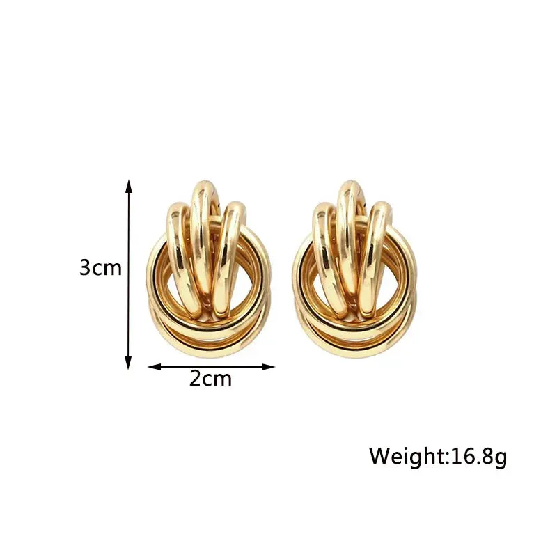 Twist Stud Earrings Gold Color Metal Women Earrings Rotating Spiral Unusual Earrings for Ladies European Jewelry