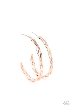 Twisted Tango Rose Gold Paparazzi Earrings