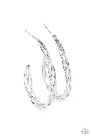 Twisted Tango Silver Paparazzi Earrings