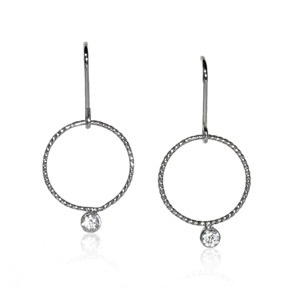 Twisted Topaz Charm Sterling Silver Fishhook Earrings - Dainty and Brilliant
