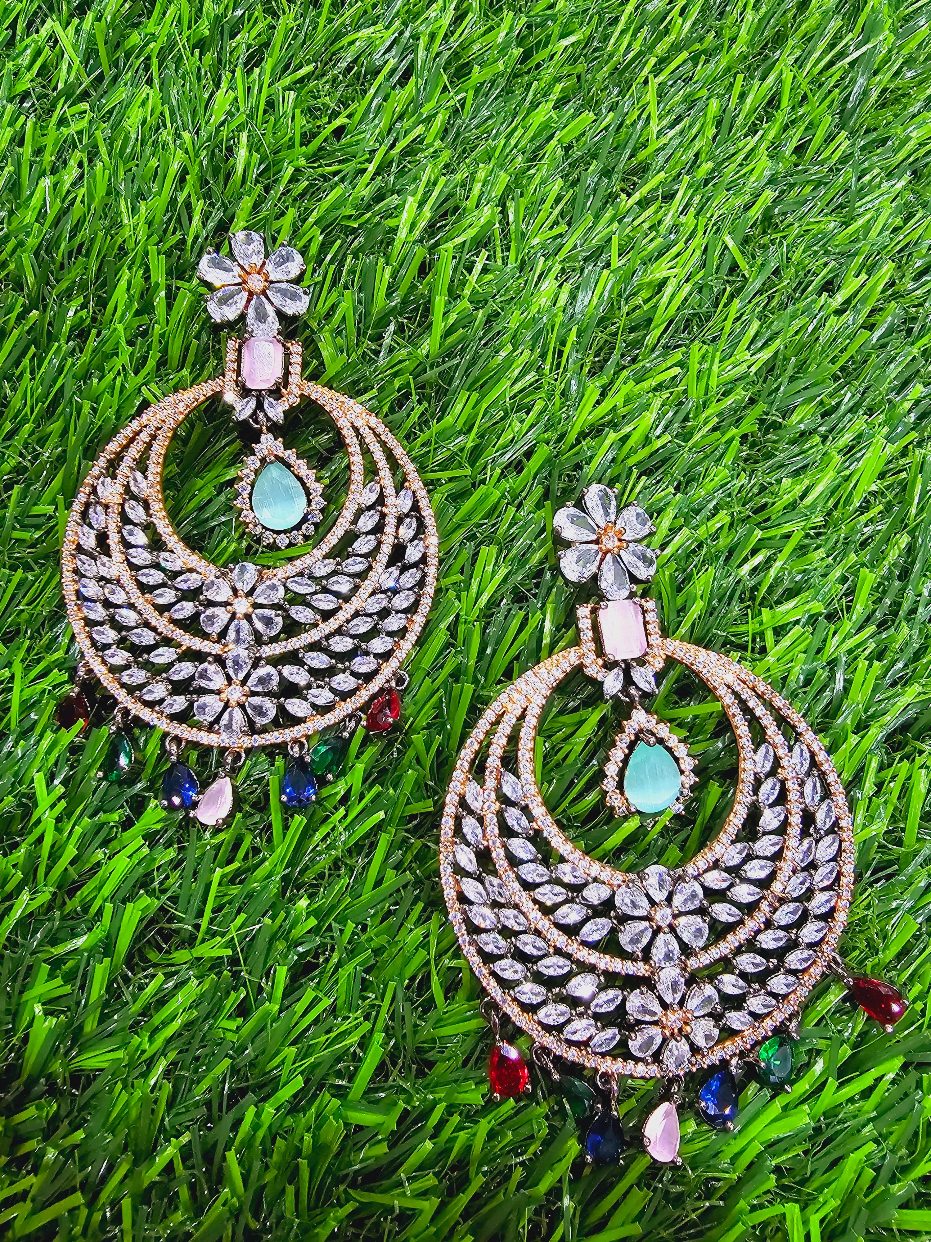 Two Tone CZ Earrings