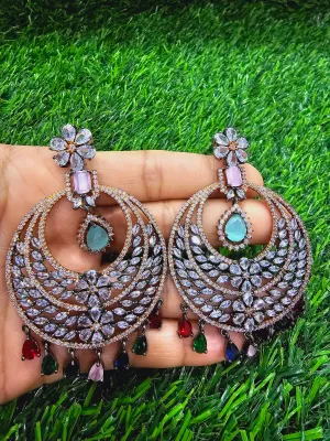 Two Tone CZ Earrings