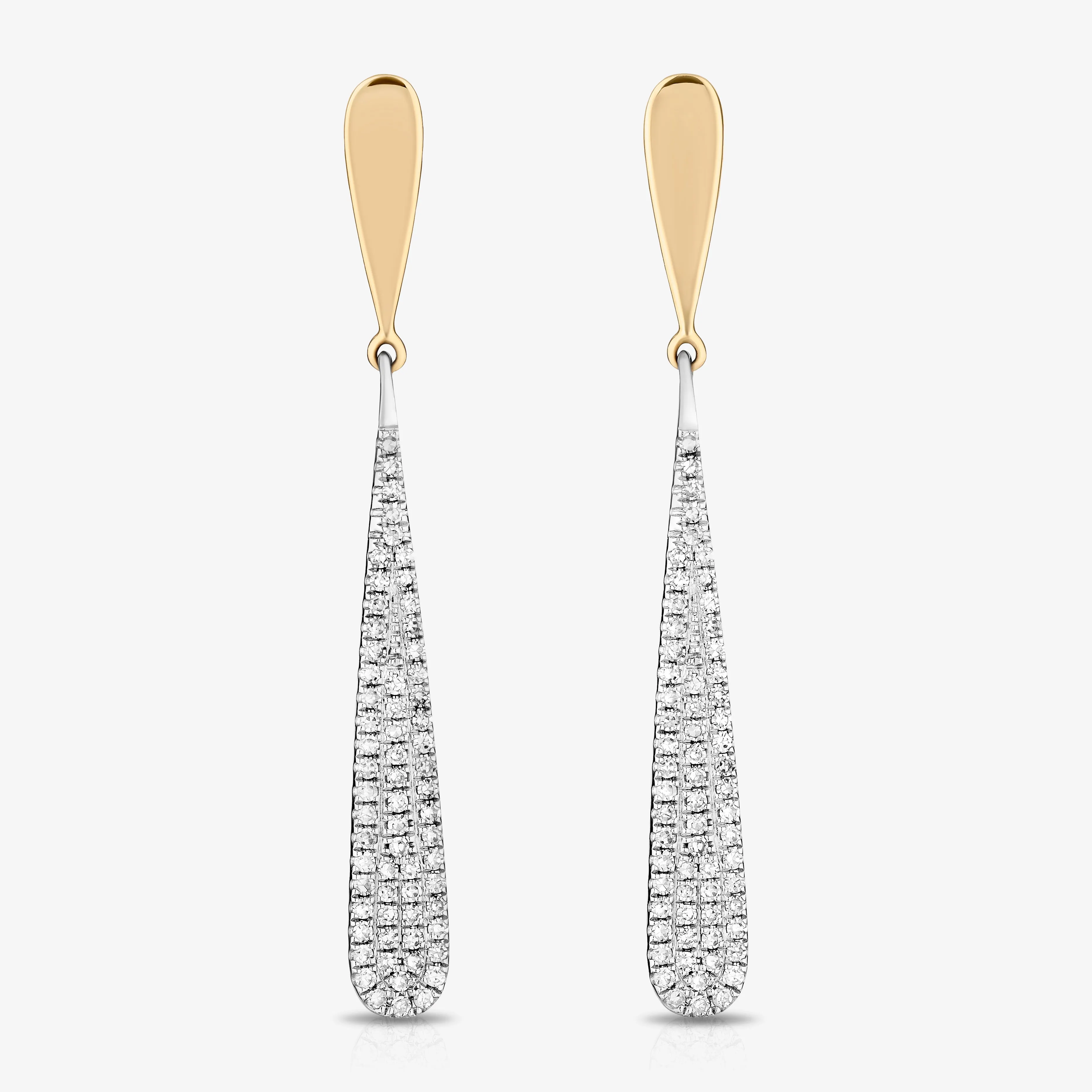 Two Tone Teardrop diamond earring