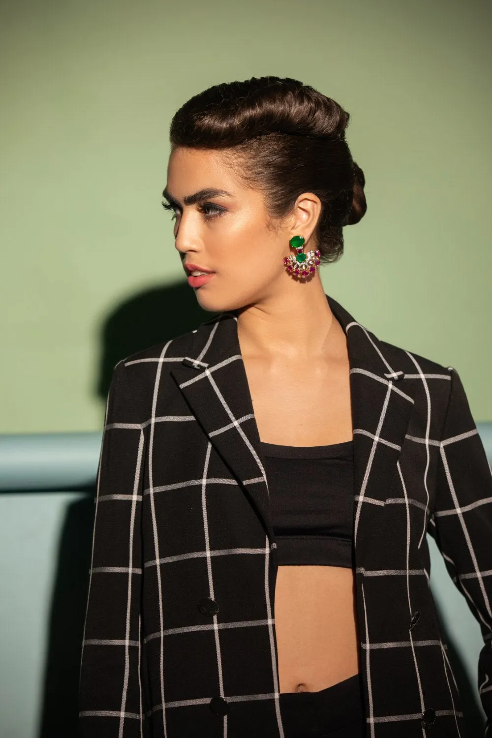Unique Emerald and Pink Stone Swarovski Earrings | Buy Jewelry Online