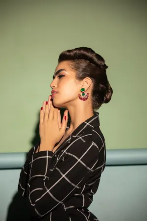 Unique Emerald and Pink Stone Swarovski Earrings | Buy Jewelry Online