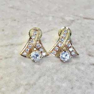 Vintage 14 Karat Yellow Gold 0.55 Carat Diamond Crossover Earrings
