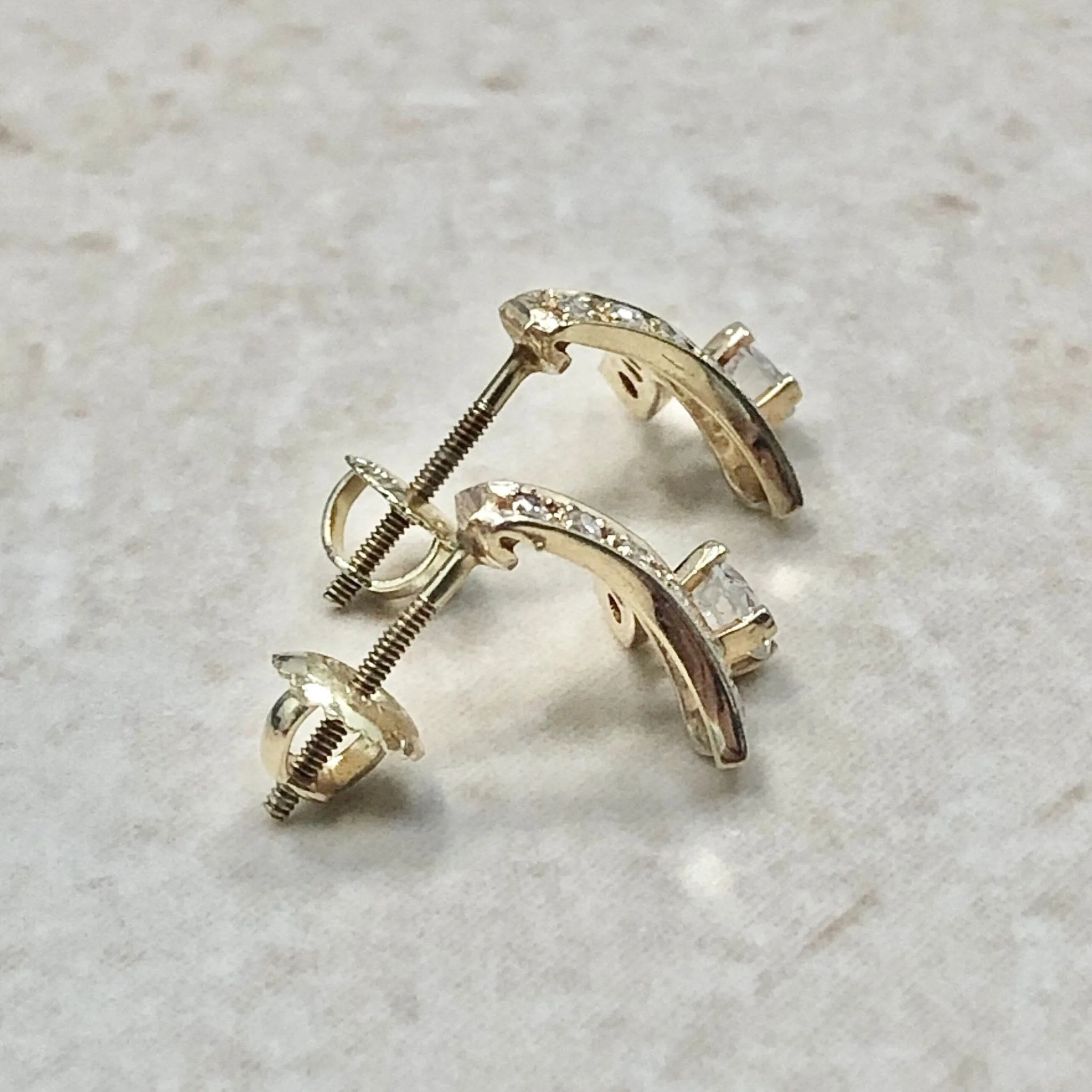 Vintage 14 Karat Yellow Gold 0.55 Carat Diamond Crossover Earrings