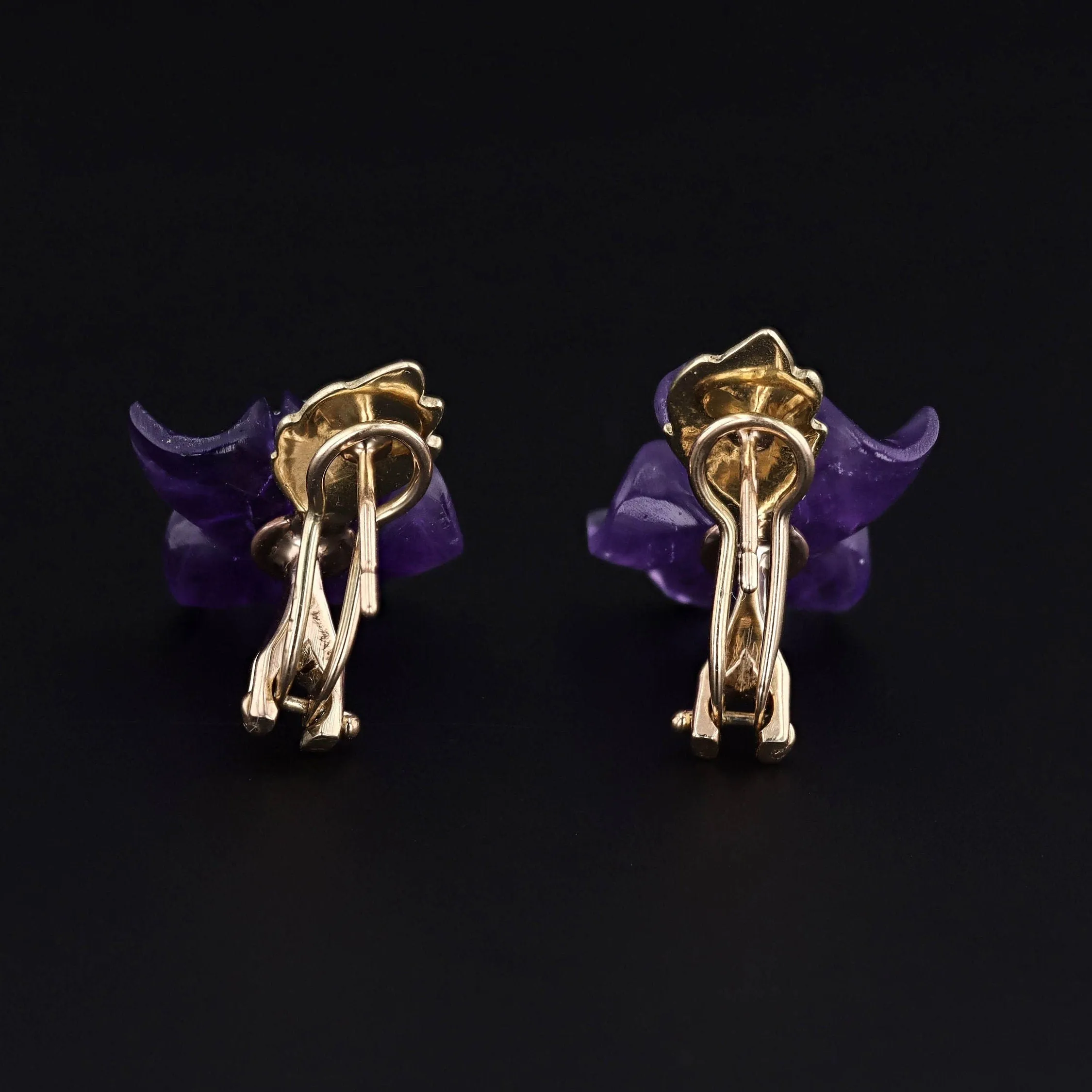 Vintage Amethyst Flower Conversion Earrings of 14k Gold