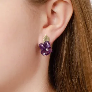 Vintage Amethyst Flower Conversion Earrings of 14k Gold