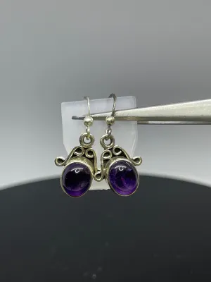 Vintage Amethyst Sterling Silver Dangle Earrings