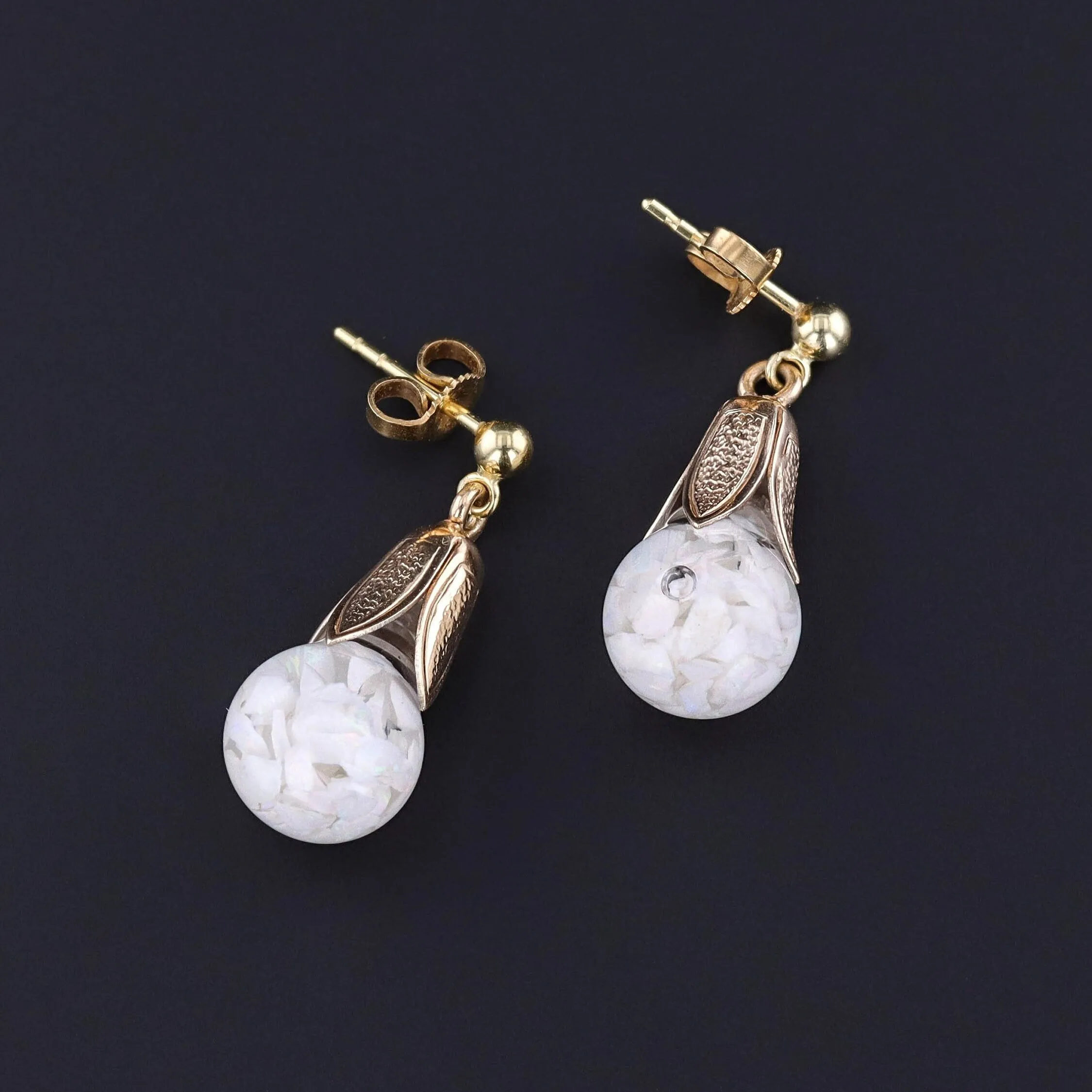 Vintage Floating Opal Earrings