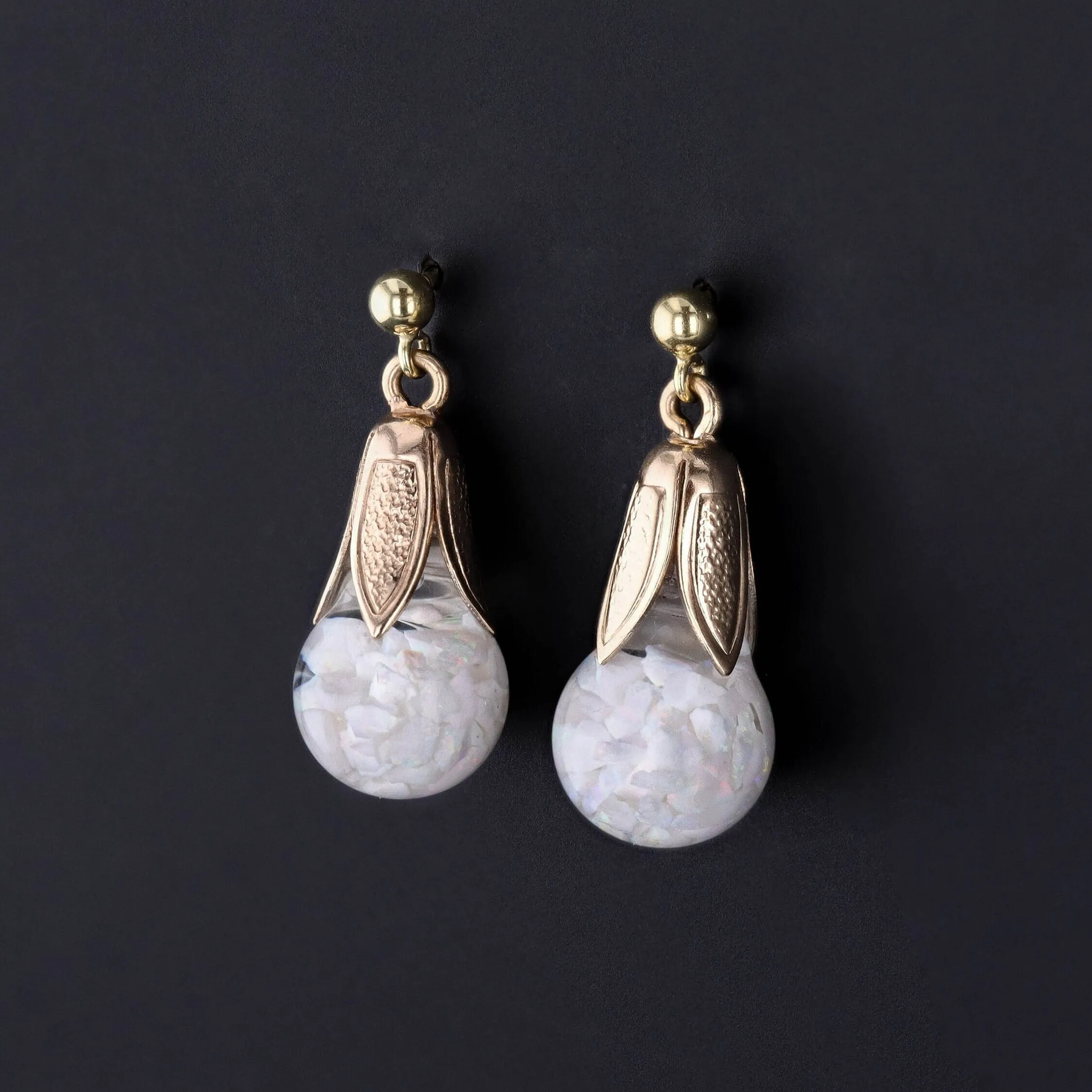 Vintage Floating Opal Earrings