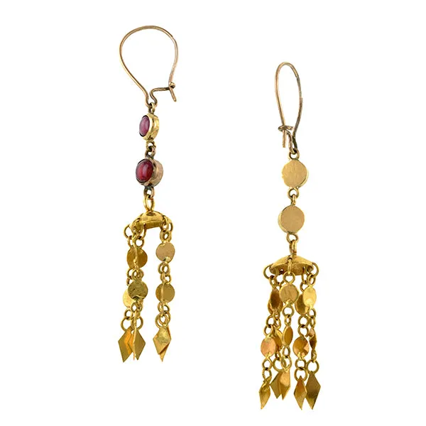 Vintage Garnet & Tassel Drop Earrings