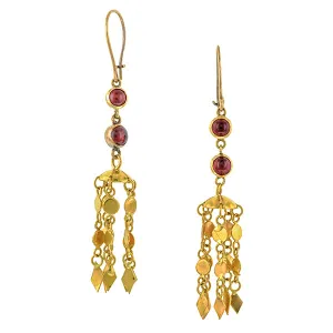 Vintage Garnet & Tassel Drop Earrings