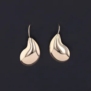 Vintage Kidney Bean Earrings of 14k Gold