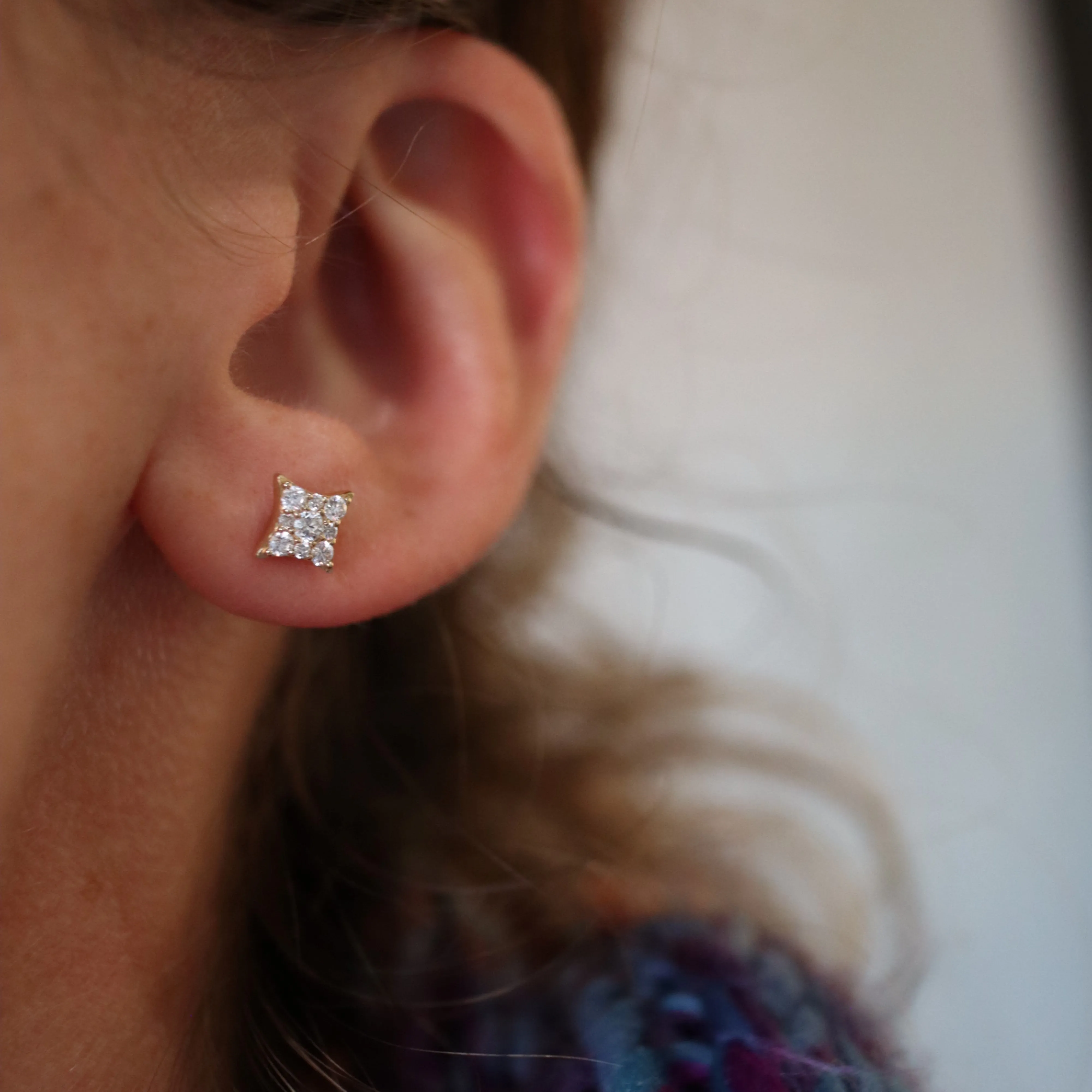 Vlora Yellow Gold Star Diamond Stud Earrings