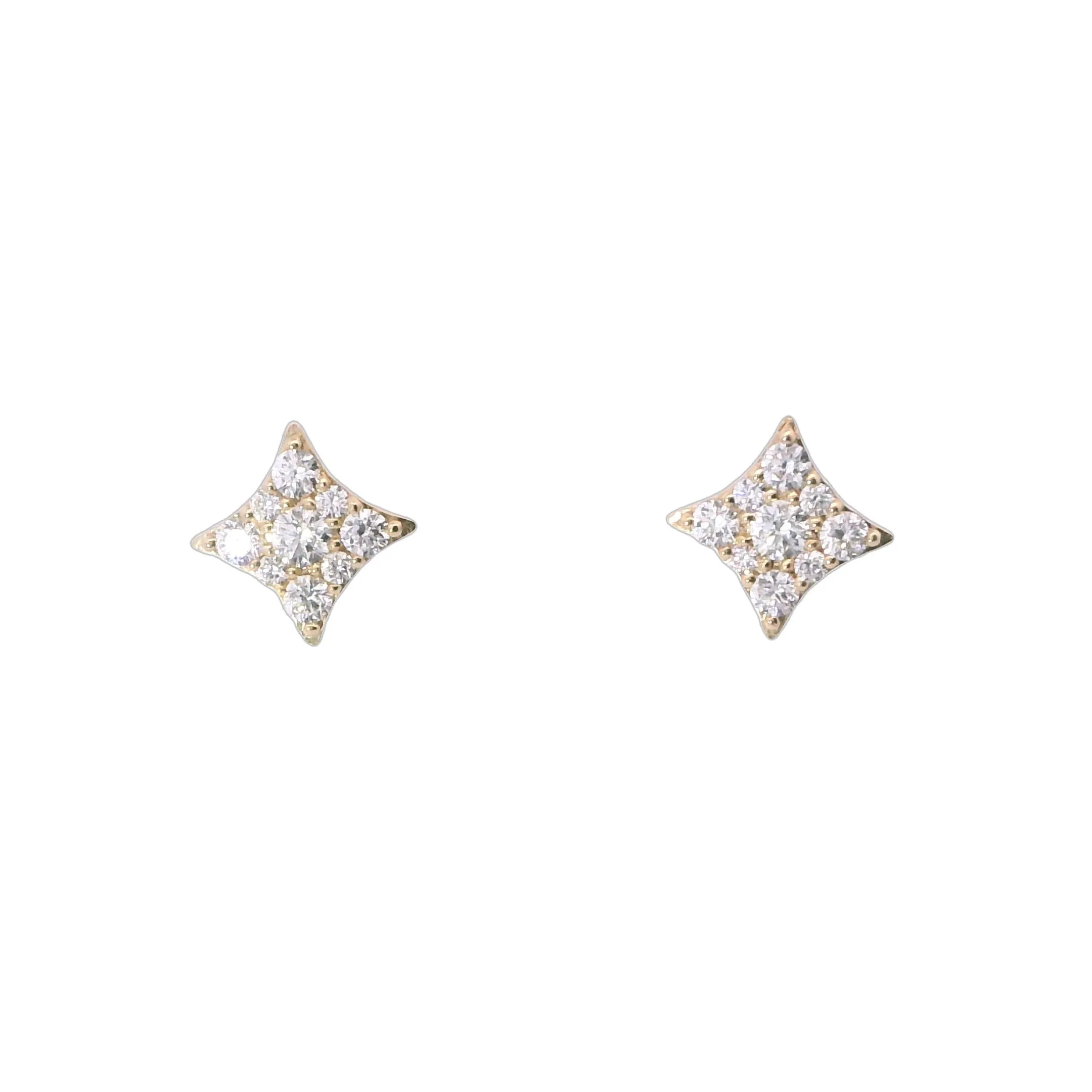 Vlora Yellow Gold Star Diamond Stud Earrings