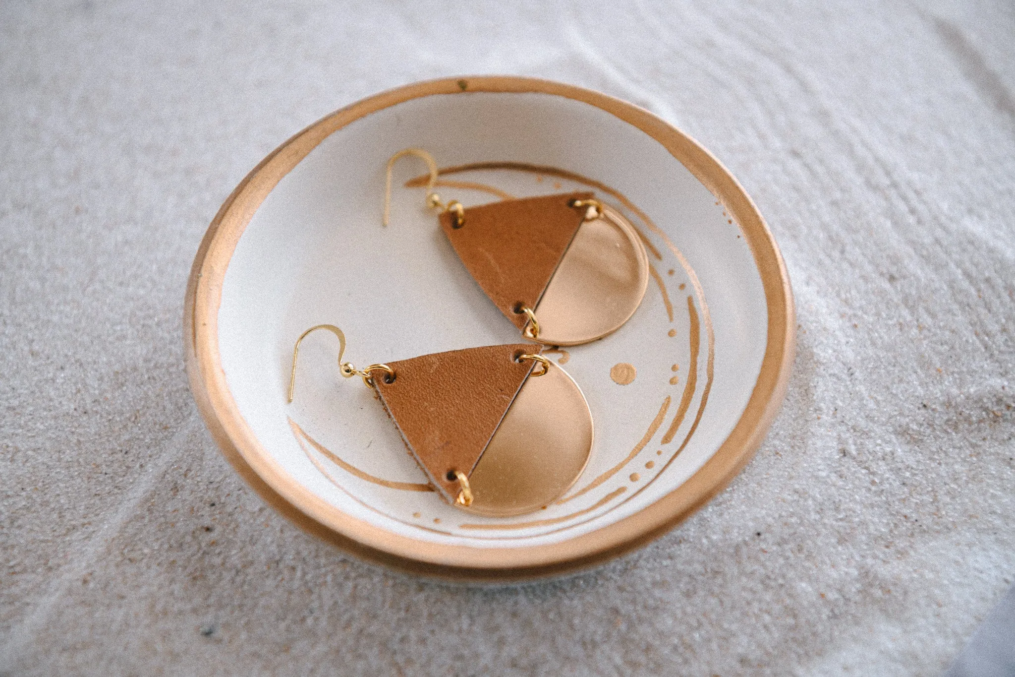 Waxing Moon Geometric Pendant Earrings