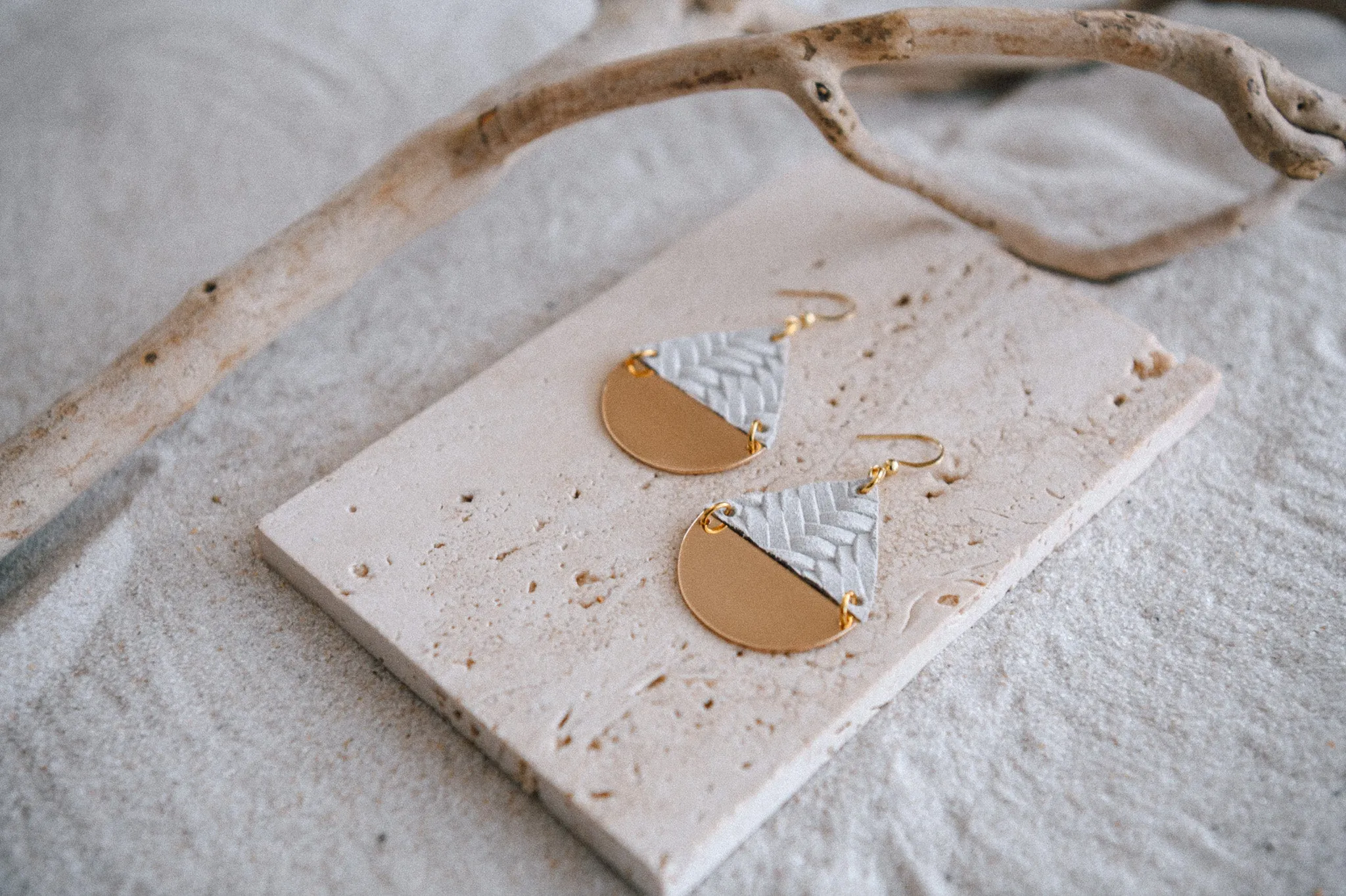 Waxing Moon Geometric Pendant Earrings