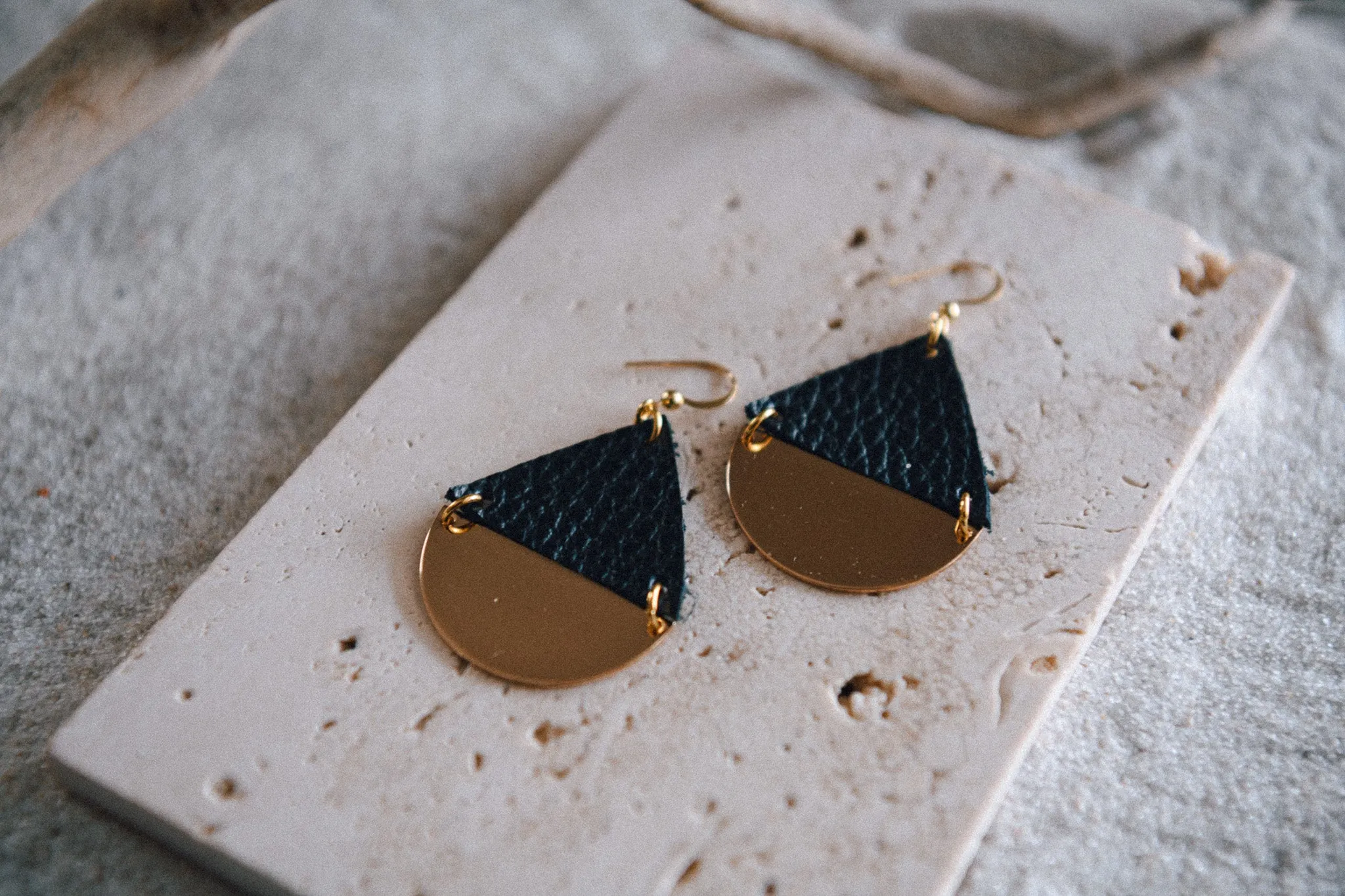 Waxing Moon Geometric Pendant Earrings