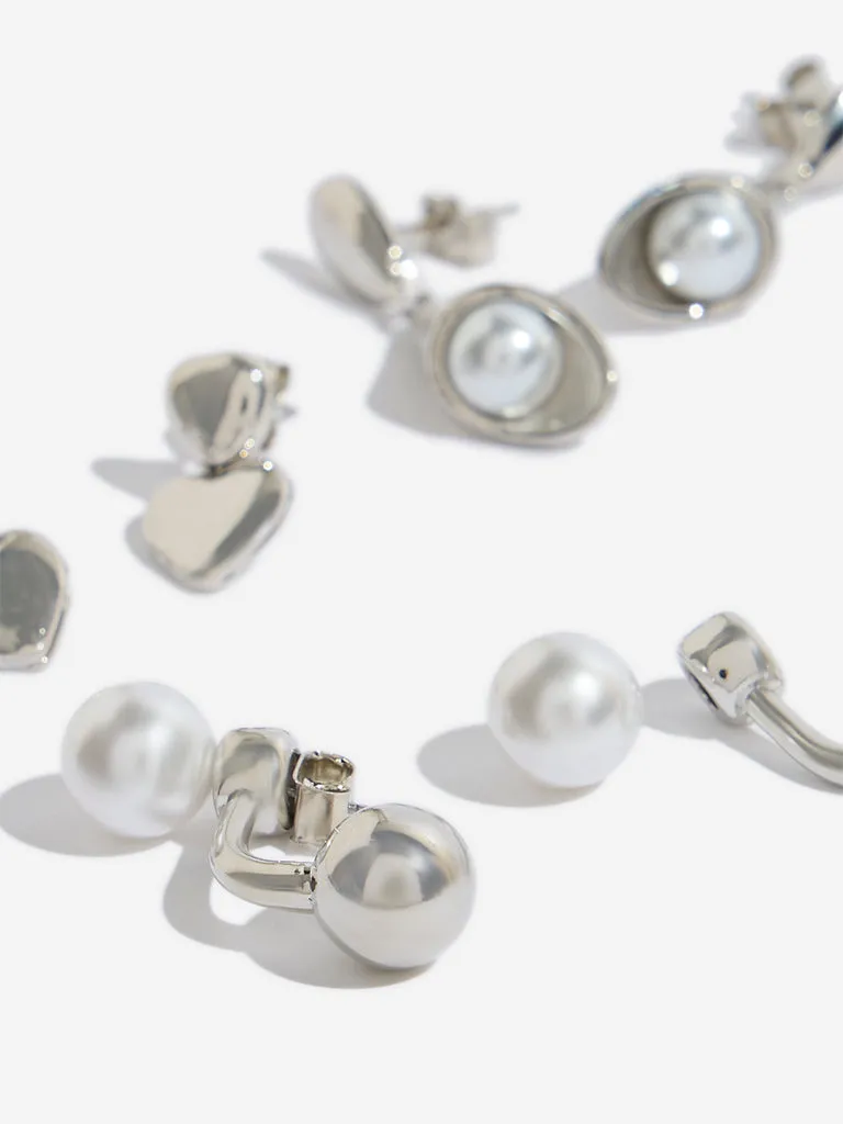 Westside Accessories Silver Drop Earrings Set - Pack of 3