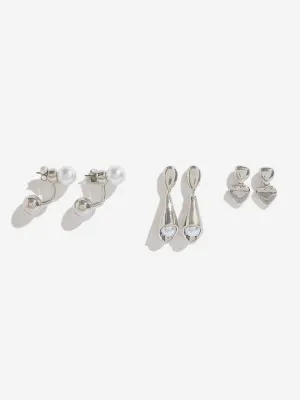 Westside Accessories Silver Drop Earrings Set - Pack of 3