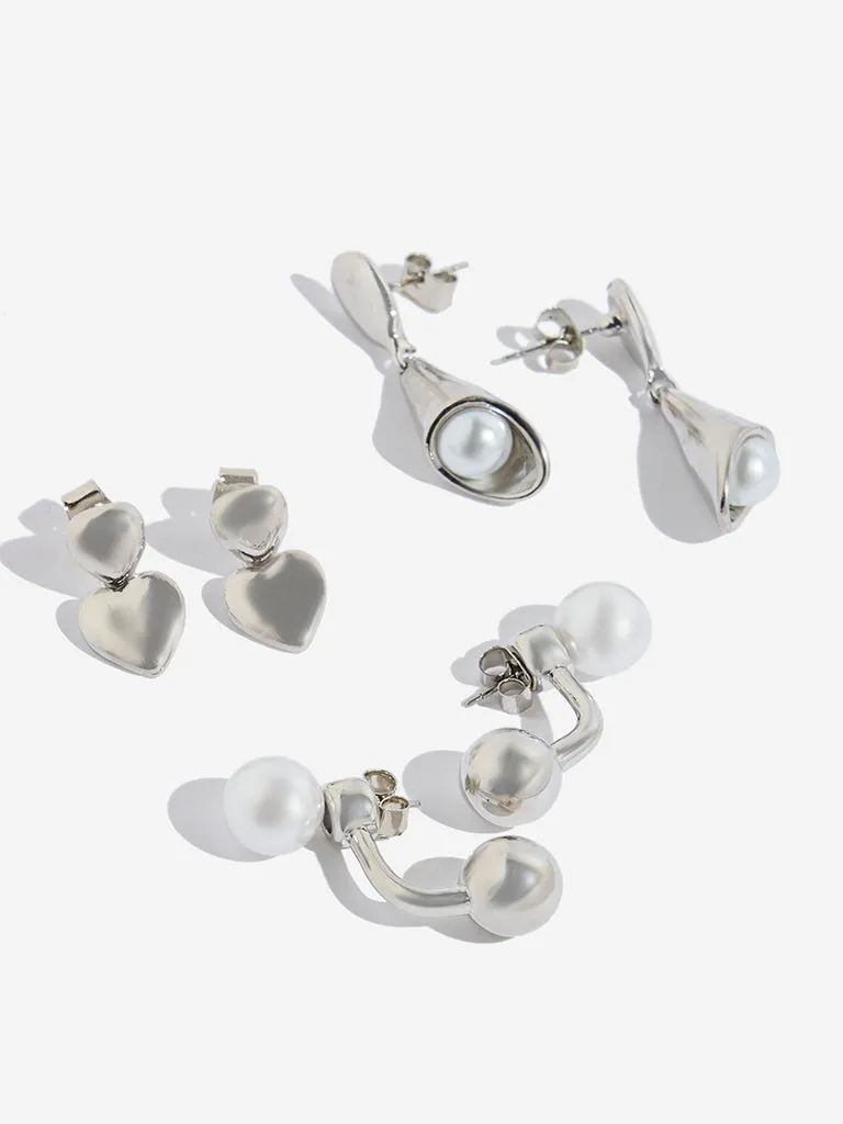Westside Accessories Silver Drop Earrings Set - Pack of 3