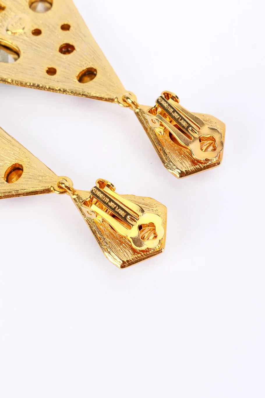White Enamel & Crystals Geo Drop Earrings