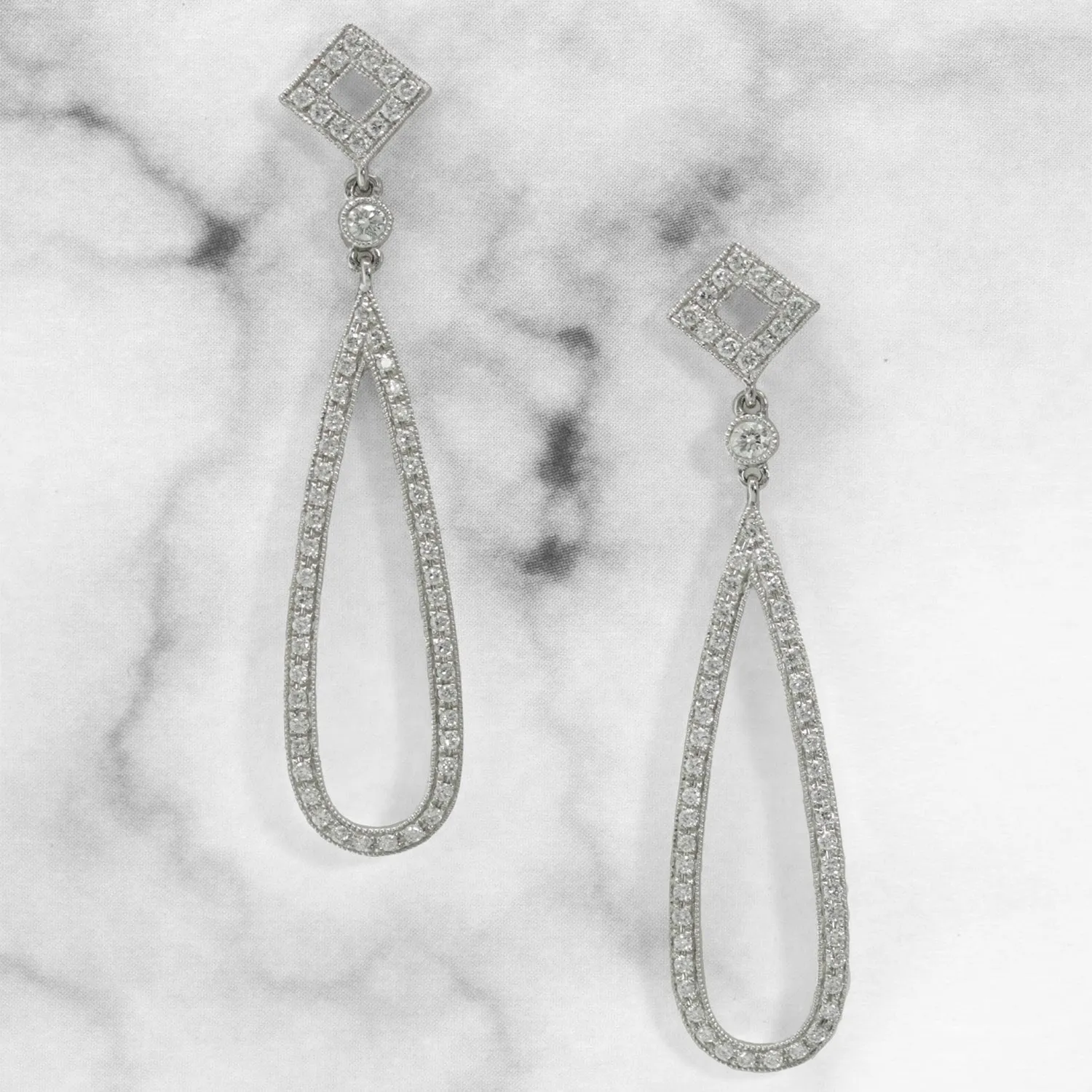 White Gold and Diamond Drop Earrings