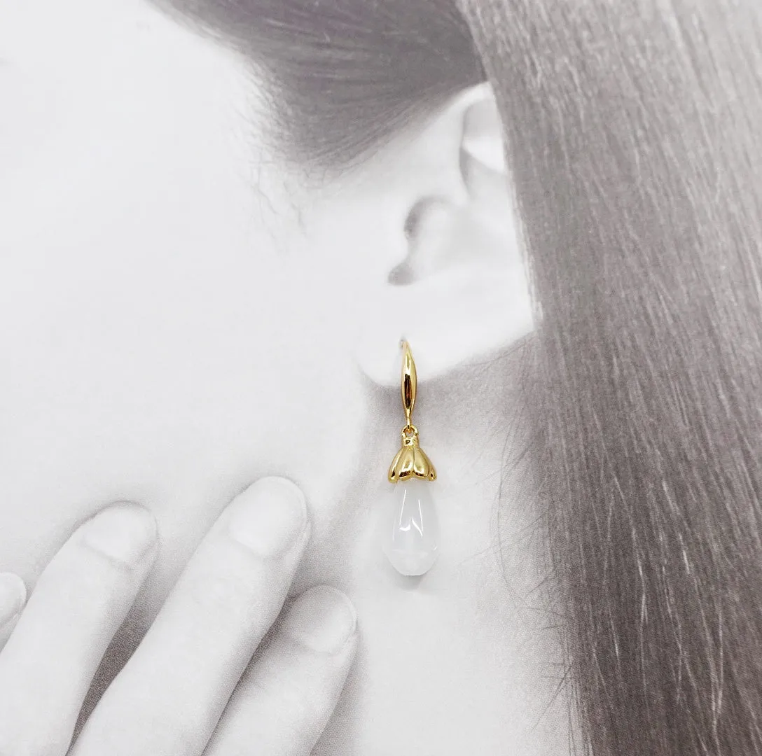White Jade Orchid Earrings