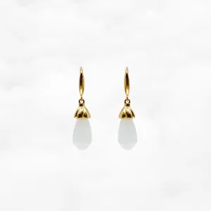 White Jade Orchid Earrings