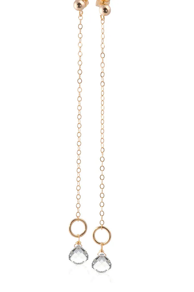 White Topaz Circle Drop Earrings