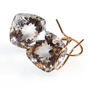White Topaz Cushion Cut Solitaire Earrings