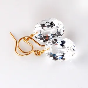White Topaz Oval Cut Solitaire Earrings