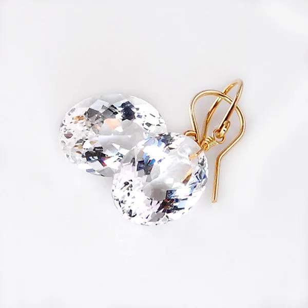 White Topaz Oval Cut Solitaire Earrings