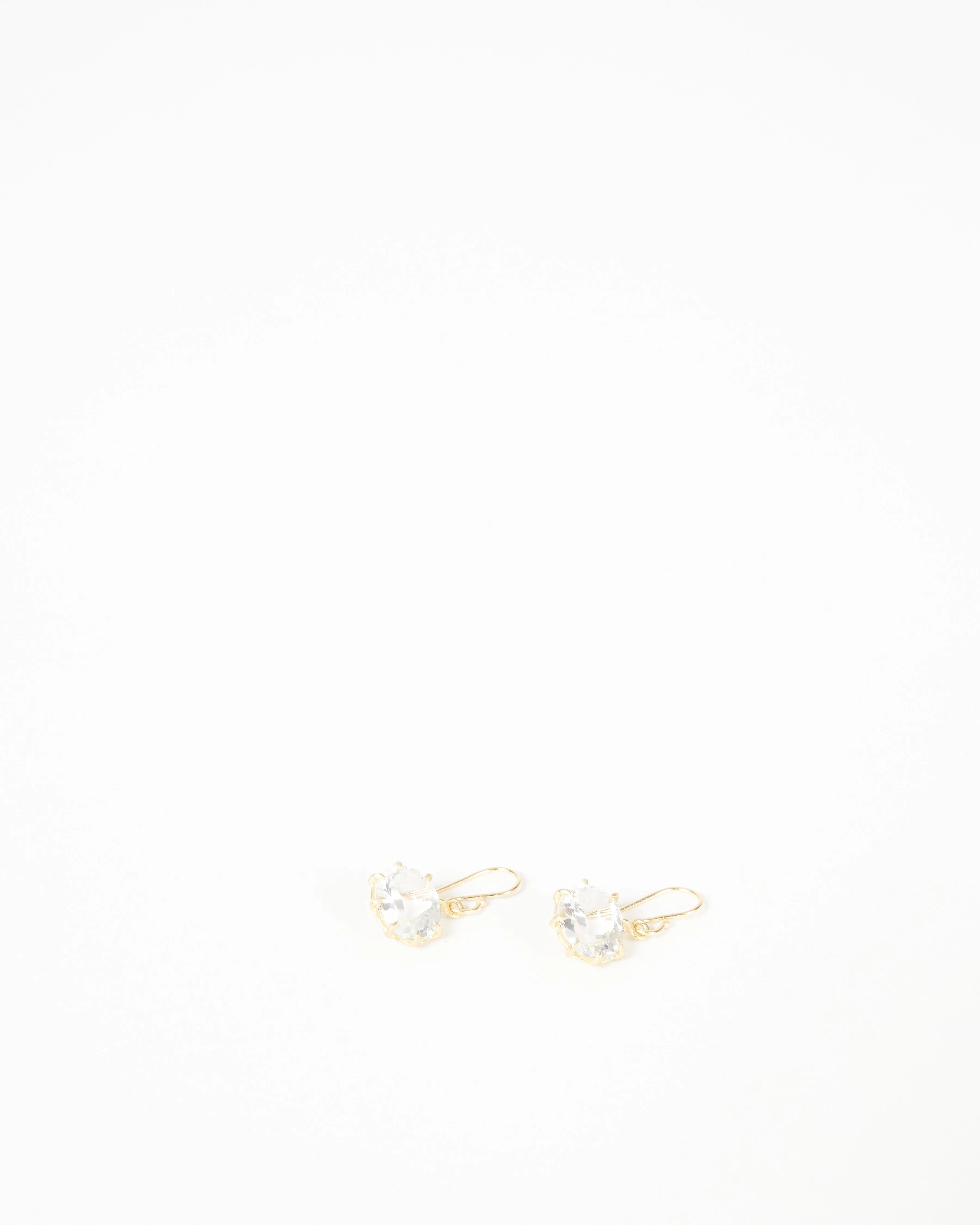 white topaz oval drop earrings - gold