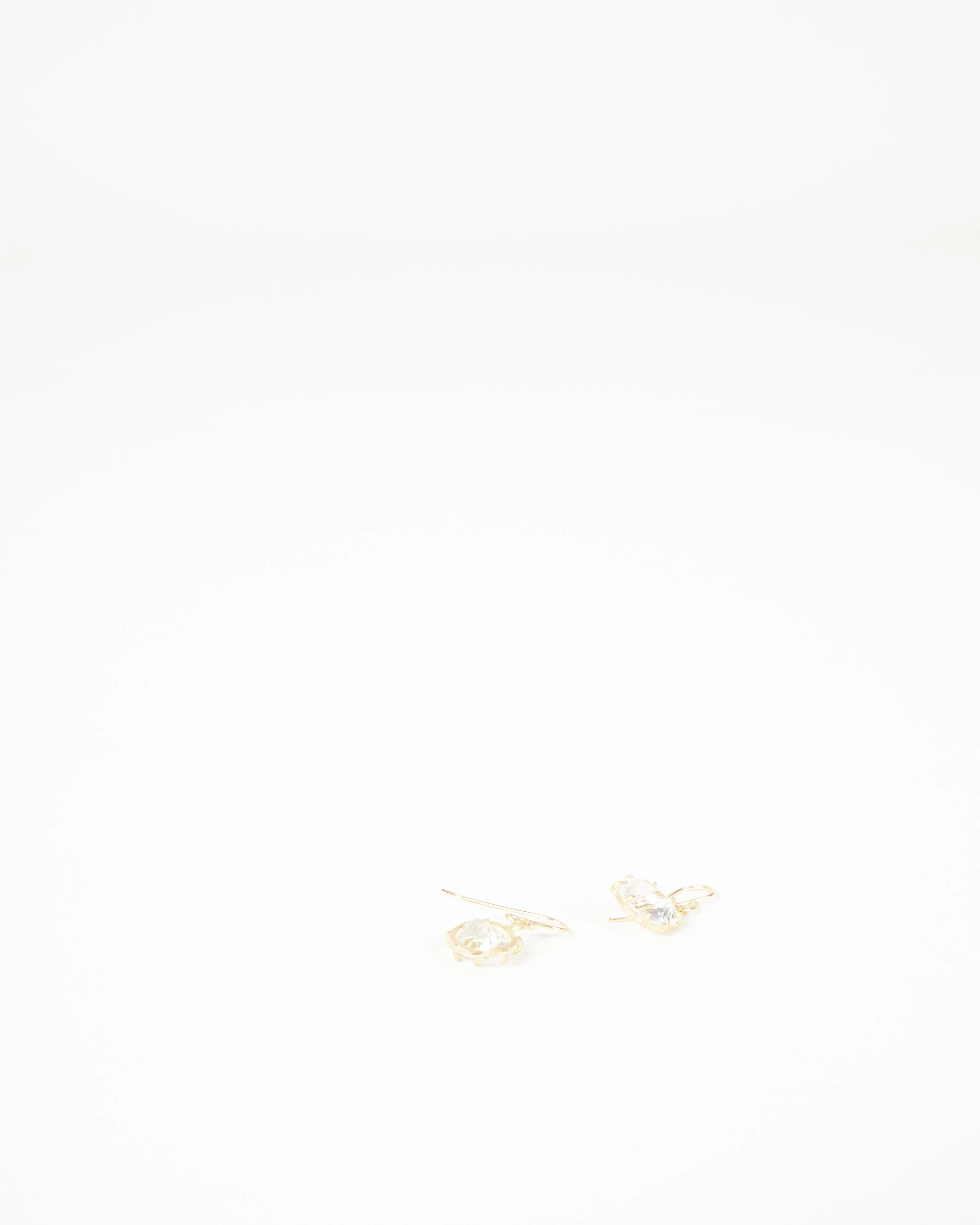 white topaz oval drop earrings - gold