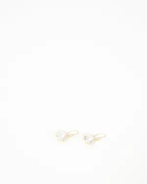 white topaz oval drop earrings - gold