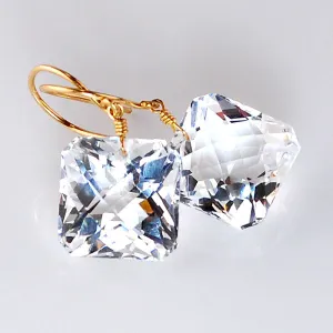 White Topaz Radiant Cut Solitaire Earrings