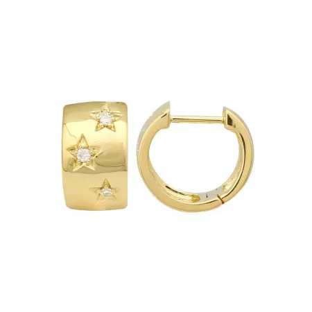 WIDE STARBURST DIAMOND HOOP EARRINGS