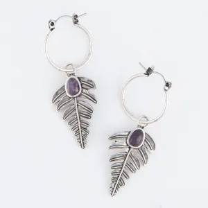 Wild Spirit Stone Leaf Hoop Earrings