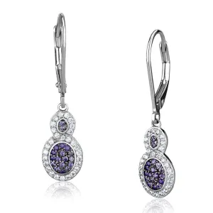 Women's Earrings - TS532 - Rhodium   Ruthenium 925 Sterling