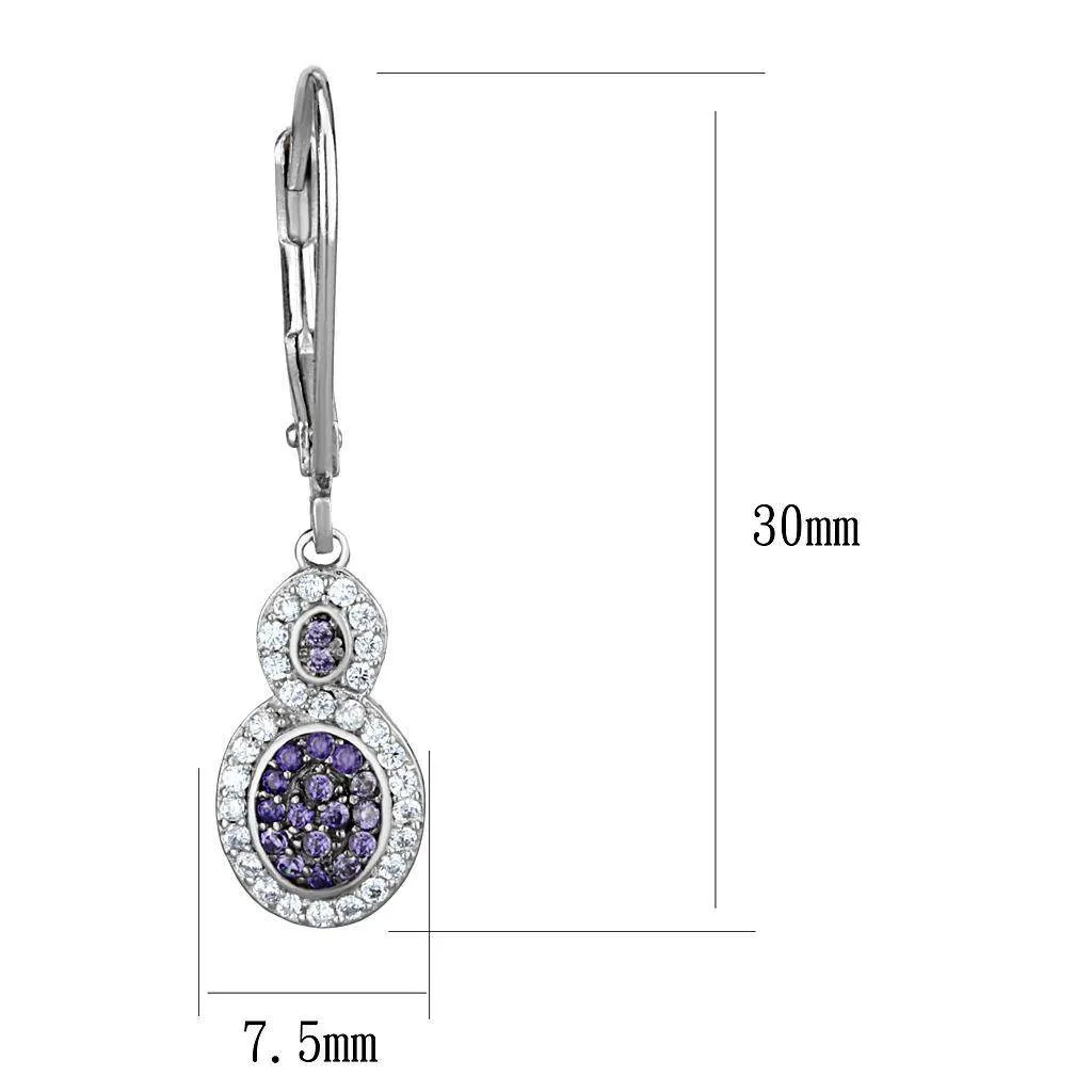Women's Earrings - TS532 - Rhodium   Ruthenium 925 Sterling
