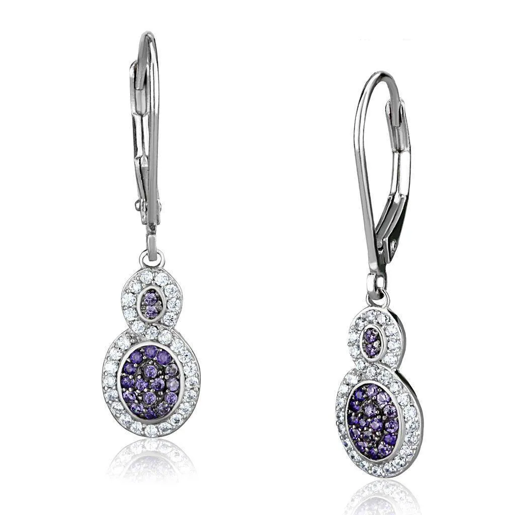 Women's Earrings - TS532 - Rhodium   Ruthenium 925 Sterling